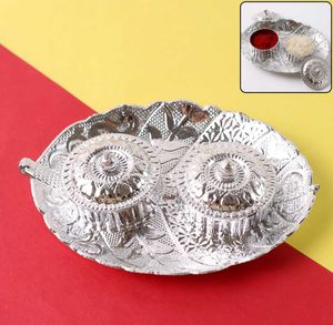 Silver Pooja Thali Set Magic Book Combo Se