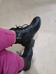 Genuine Black Ankle Leather Boots