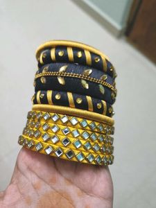 Combo Of Kundan Silk Thread Bangles
