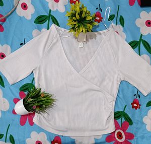 H&amp;M White Wrap Hot Top 💗🔥