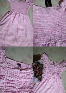 Lavendar Gingham Ruched Dress