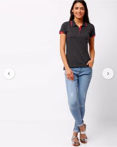 Teamspirit Charcoal Grey Polo T-shirt For Women