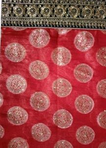 Red Wedding And Festive Saree With Stiched Blouse