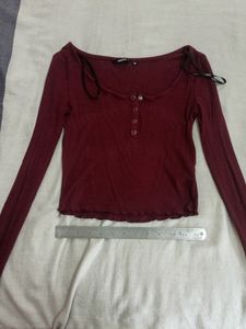 Nuon maroon full sleeve crop top - XS / S