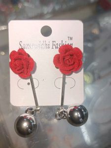 Red Rose Earing