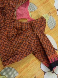 Orange &amp; Black Stitched Blouse