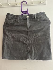 Gray Denim Mini Skirt