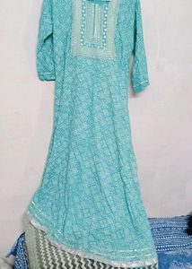 Teal Embroidered Kurta Set With Dupatta