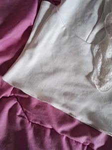 White Cami With Lace And Bow Tie Cropped