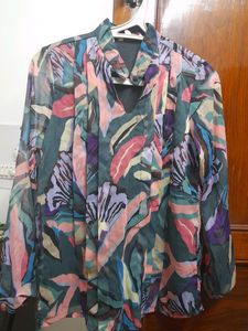 Chiffon Pleated Floral Pink Top