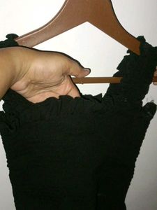 Black Shirred Crop Top