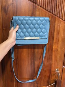Blue Quilted Crossbody Bag
