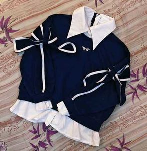 Navy & White Bow Top