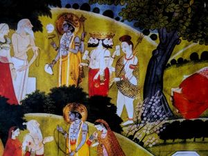 Painting of Brahma Vishnu Mahesh leela