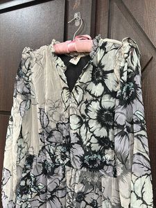 Grey Floral Flared Dress