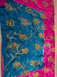 30 Yrs Old Pink Blue  Saree