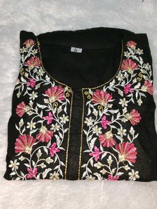 New🔥 Embroidery Black Kurtaset