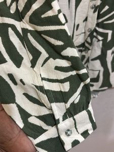 Leaf Print Button-Down Shirt