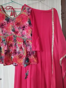 Floral Peplum Kurta Set with Plazzo