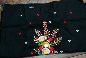 Hand Embroidered Black Fabric