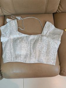 Silver self designed saree Blouse