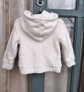 Cream Cable Knit Zip-Up Hoodie