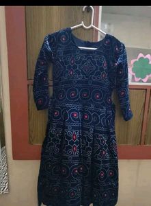 Navy Blue Printed Dress