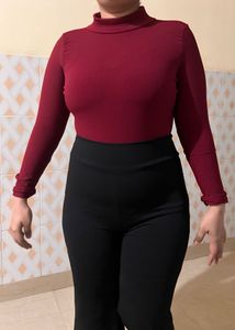 Maroon Turtle Neck Top