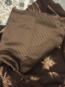 Elegant Brown Leaf Saree