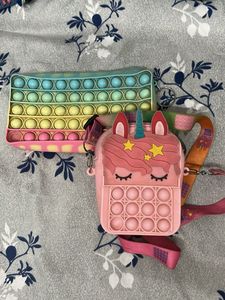 Unicorn themed pop it pouch and mini purse