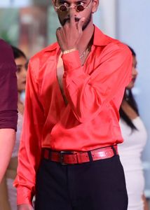 Men's Red Satin Style Shirt