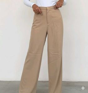 Beige Wide Leg Pants