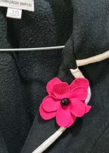 Chic Black Blazer with Floral Detail