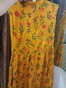 Floral Print Yellow Dress