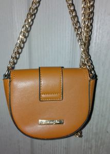 Forever Glam Chain Sling Bag With Belted On Front