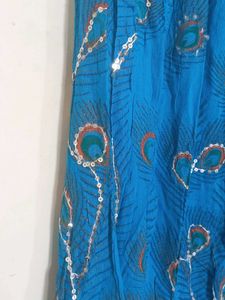 Blue Skirt With Sequence Size Free