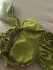 New padded Olive Green Midi Dress backless