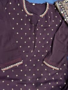 Elegant Purple Kurta Set with attach lining