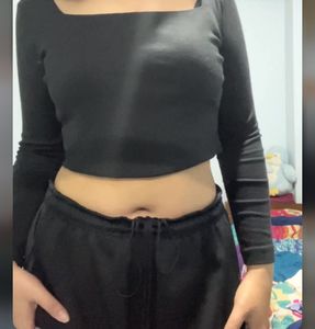 Black Square Neck Top