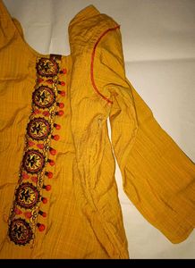 Yellow Embroidered Kurta