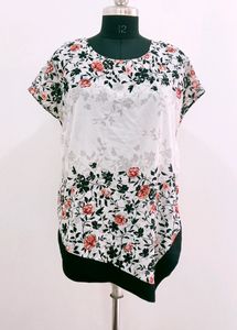 Floral Print Asymmetrical Hem Top