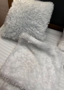 White Furry Cushion Cover 2piece