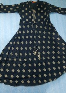 Navy Printed Casual Dress