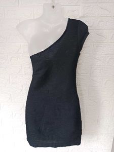 Imported  Black One-Shoulder Dress