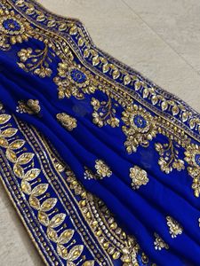 Elegant Blue &amp; Gold Saree