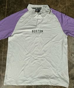 Men Colourblock Oversized Polo T-Shirt