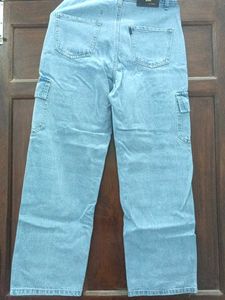Flap Denim Cargo Blue Jeans For Women