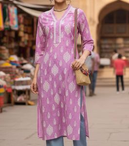 Lavender Printed Kurta