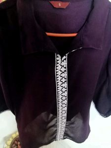 Women&#39;s Georgette Embroidery Shirt Style Top
