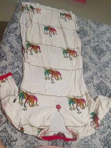 A Multicolour Peacock Print Thread Work Kurta